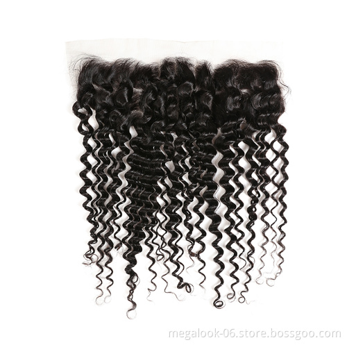 Megalook Hair Discounts Top Quality Virgin Hair 13 X 6 Clear Brazilian Deep Wave Super Fine Raw Swiss Lace Frontal
